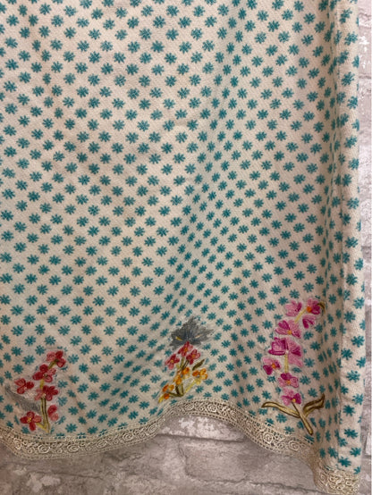 snak Size XS/0 White & Turquoise Skirt