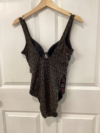 Miraclesuit Size M/10 Black/Tan/Multi Swimsuit