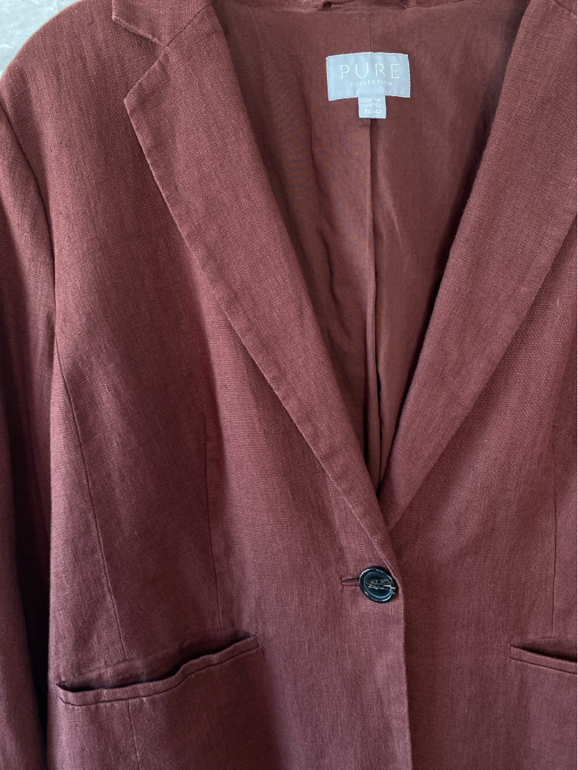 Pure Collection Size L/12 Burgundy Blazer