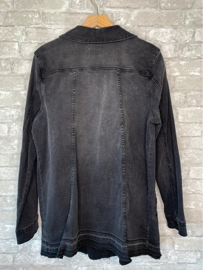 LOGO Lori Goldstein Size L/12 Black Denim Jacket