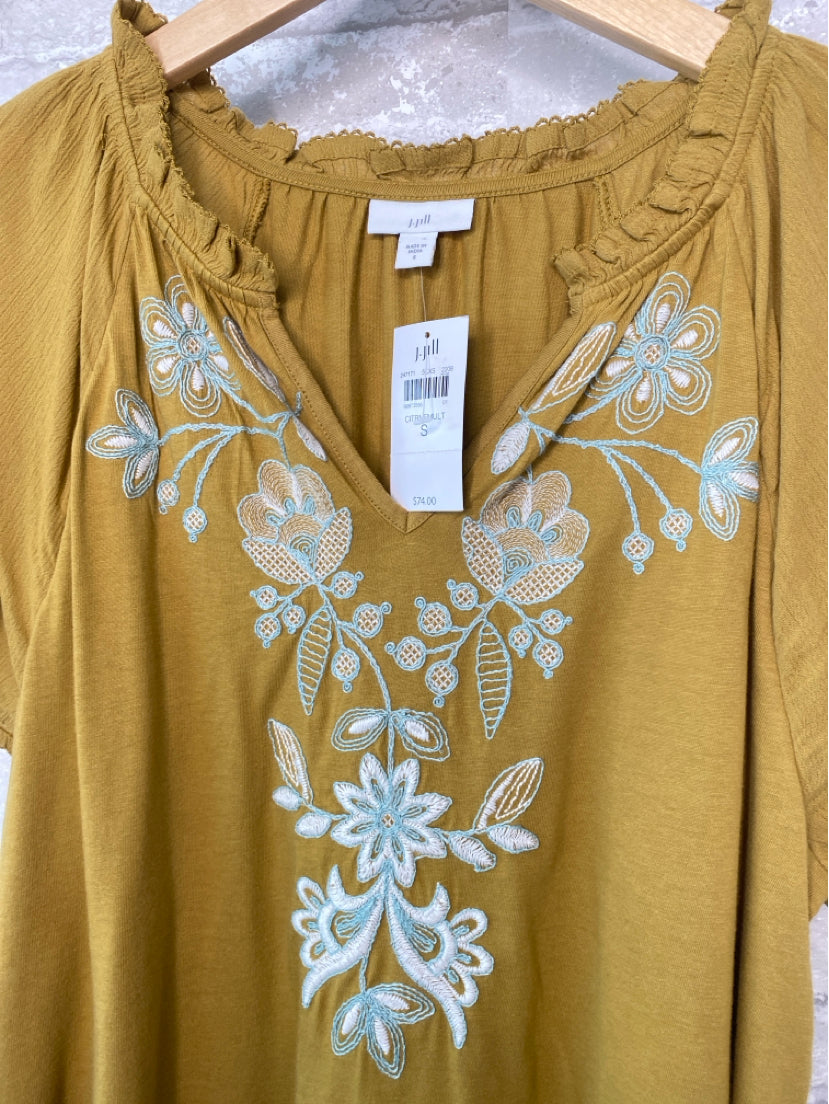 J Jill Size S Citrine/Cream/Aqua Misc. Tops