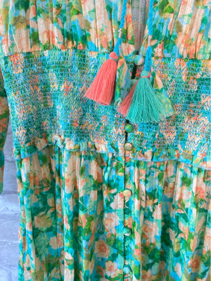 Shoshanna Size S Green/peach Dress