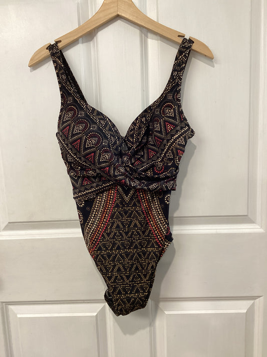 Miraclesuit Size M/10 Black/Tan/Multi Swimsuit