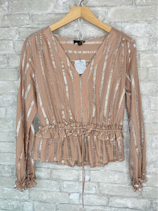 Free People Size S Dusty Rose/Silver Blouse