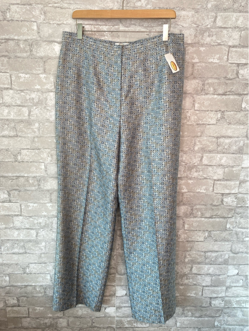 Talbots Size XL/16 Sage Blue/Taupe Gold Pants