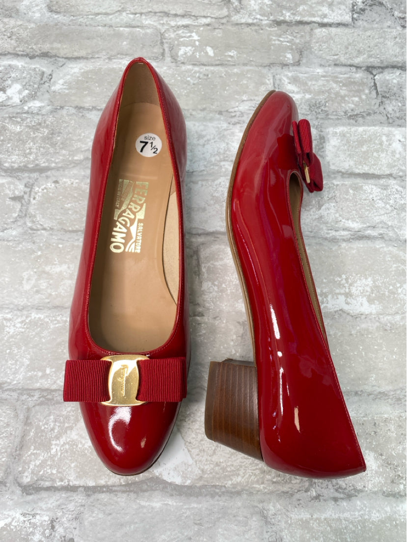 Salvatore Ferragamo Size 7.5 Red Pumps