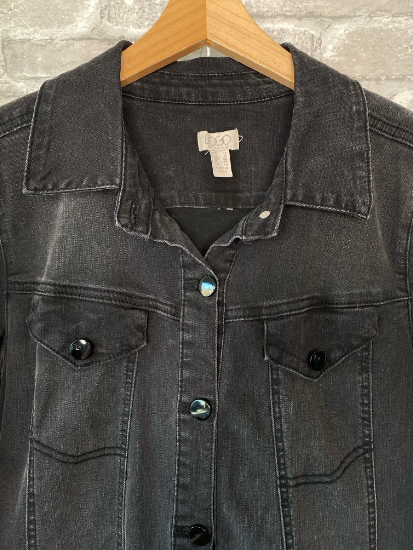 LOGO Lori Goldstein Size M Black Denim Jacket