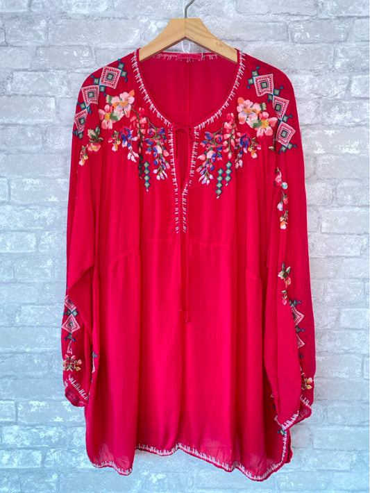 Johnny Was Size 2XL Raspberry Blouse