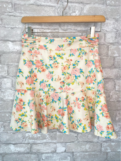 Zara Size S Cream/Pink/Blue Skirt