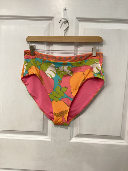 NWT Trina Turk Size L/12 orange/aqua/white 2 Pc Swimsuit