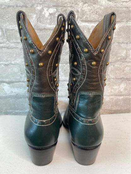 Cole Haan Size 6.5 Pine Green/Metallic Brown/Brass Boots