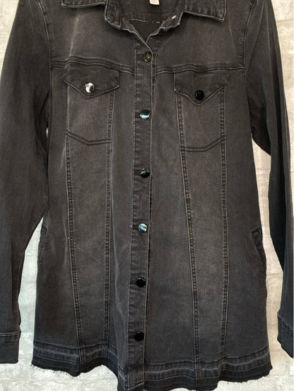 LOGO Lori Goldstein Size L/12 Black Denim Jacket