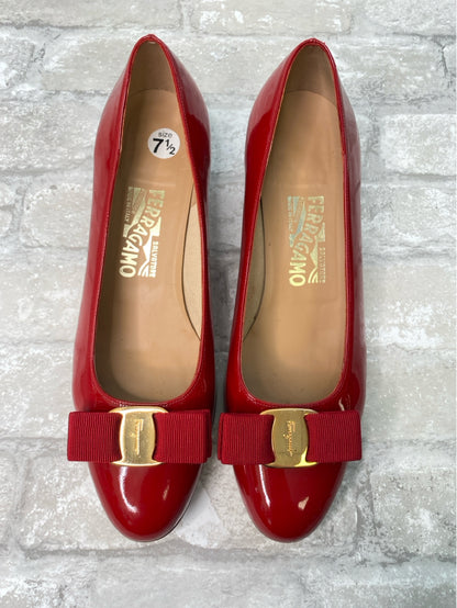 Salvatore Ferragamo Size 7.5 Red Pumps