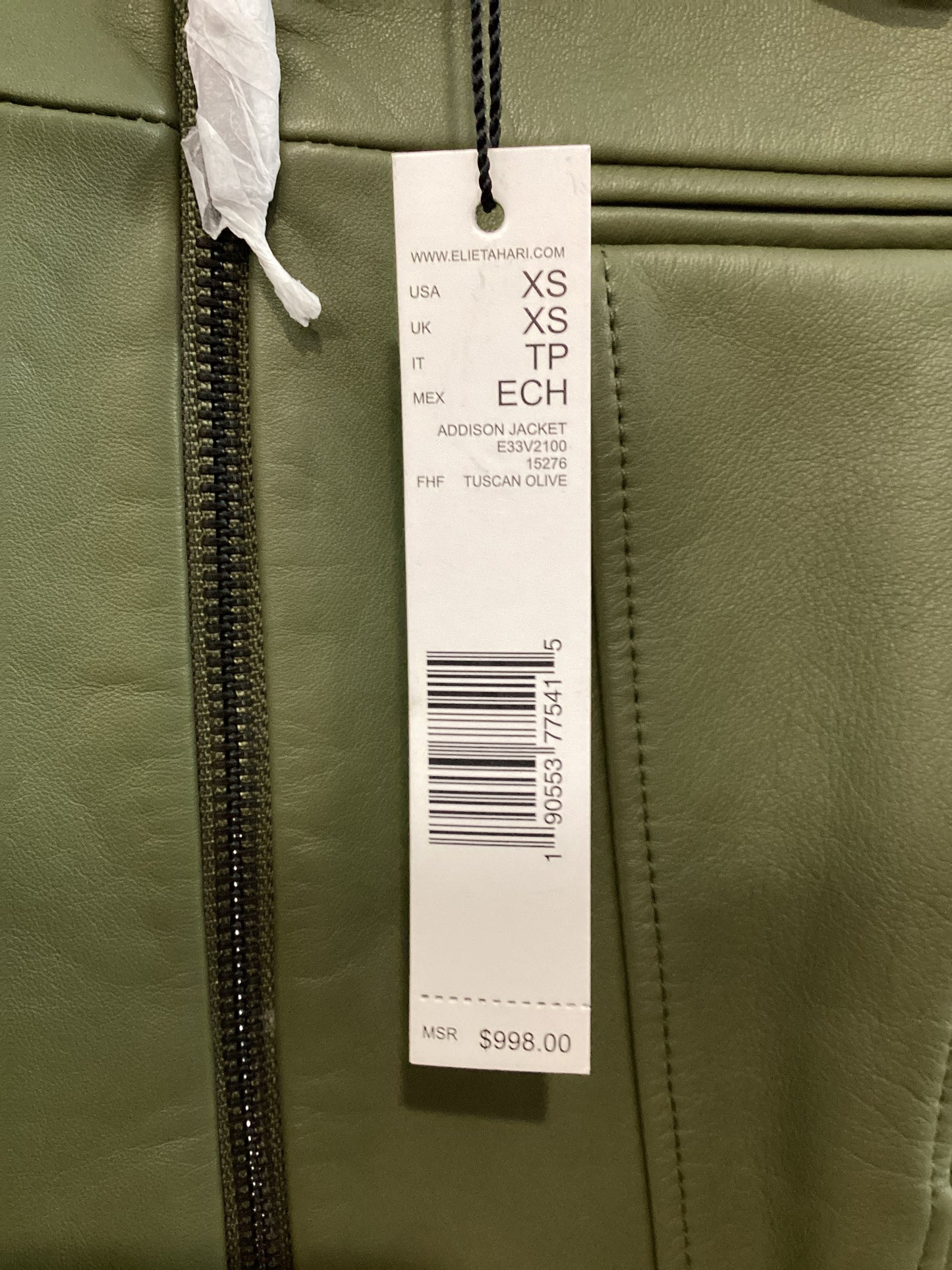 Elie Tahari Size XS Olive Green Leather