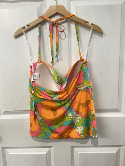 NWT Trina Turk Size L/12 orange/aqua/white 2 Pc Swimsuit