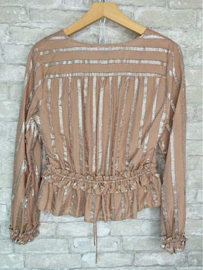 Free People Size S Dusty Rose/Silver Blouse