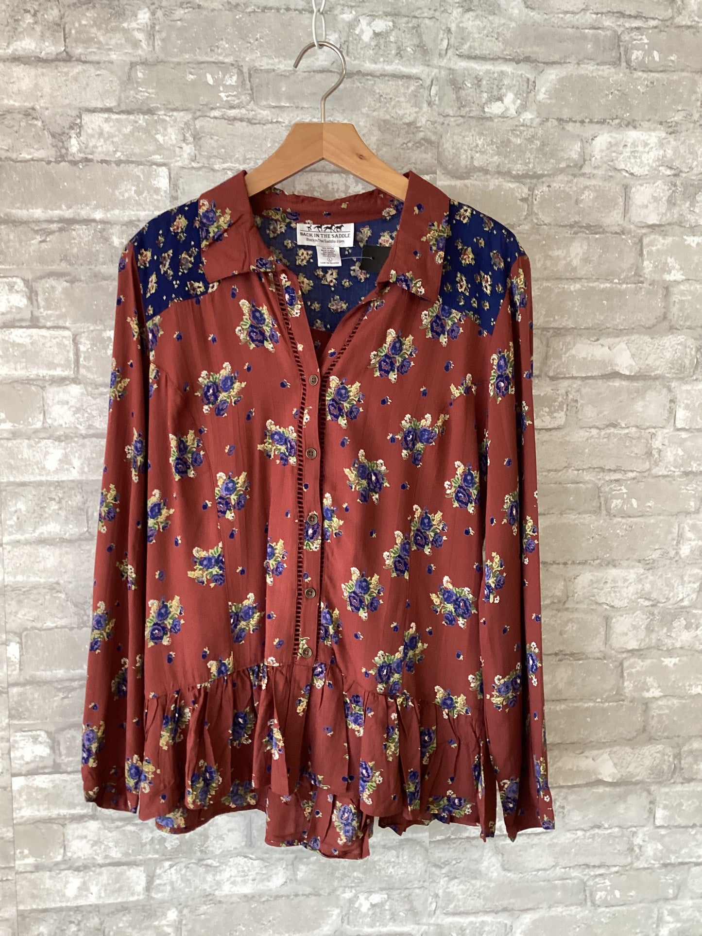 Back In The Saddle Size L Rust/Blue Shirt