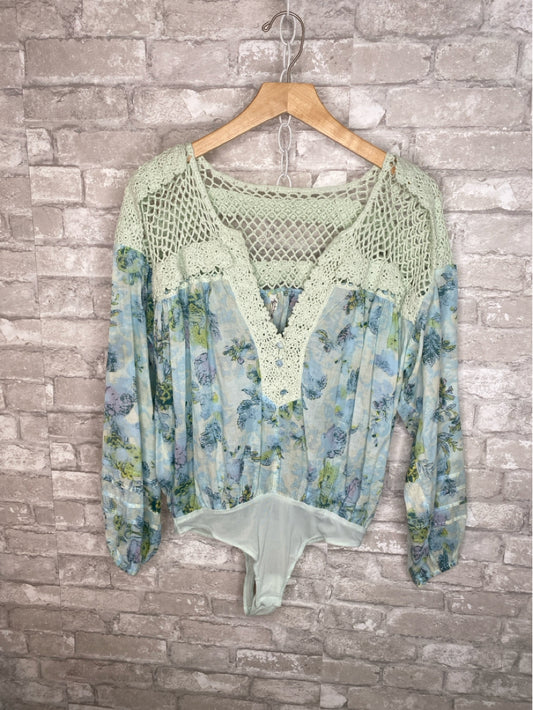 Free People Size S Mint/Aqua Bodysuit