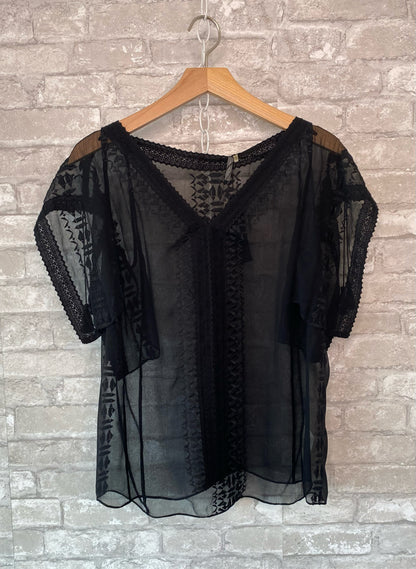 Elie Tahari Size XS/2 Black Blouse