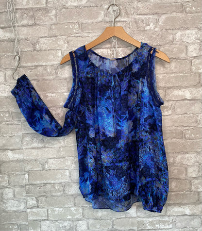 Elie Tahari Size XS Blueberry/Black Blouse